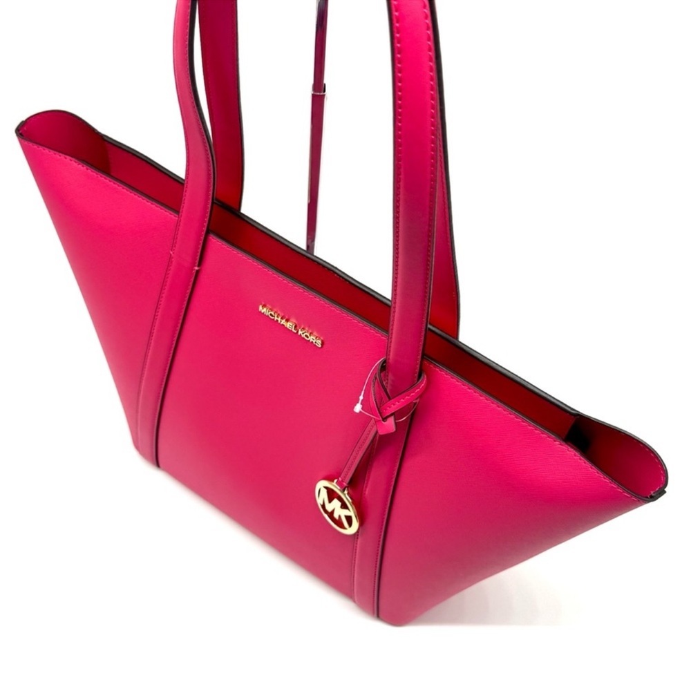 Michael Kors Pratt Large Signature Logo Tote Bag - Electric Pink - Picture 6 of 9